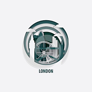 London paper cut vector illustration