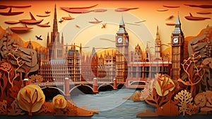 London Paper Quilling Style AI-Generated Illustration