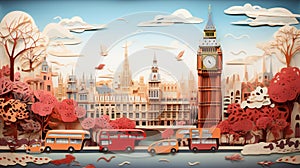 London Paper Quilling Style AI-Generated Illustration