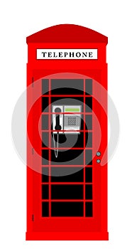 London phone booth vector illustration isolated on white background. Street telephone box, Great Britain symbol.
