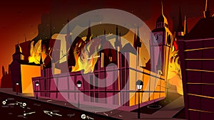 London plague epidemic in fire vector illustration photo