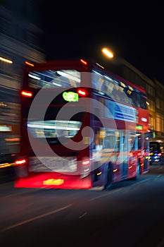 London red bus at night