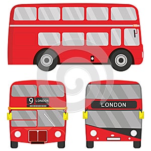 london red bus vector illustration isolated on white background