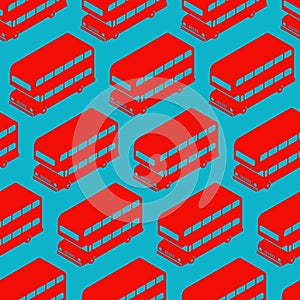 London Red double decker bus pattern seamless. UK Landmark bus background. Vector texture