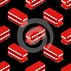 London Red double decker bus pattern seamless. UK Landmark bus background. Vector texture