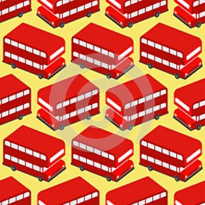 London Red double decker bus pattern seamless. UK Landmark bus background. Vector texture