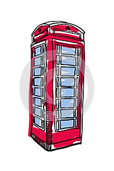 London red phone booth hand drawn isolated icon