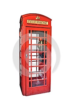 London red phone booth isolated on white