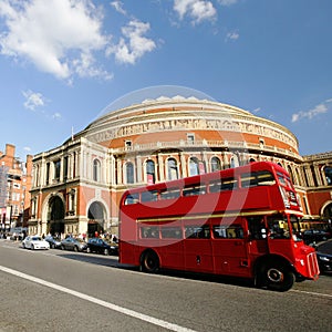 London Routemaster Bus passing by Royal Albert Hall photo