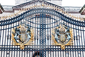 LONDON -Royal Crest at Buckingham Palace Gate