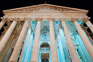 London Royal Exchange facade at night
