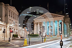 London Royal Exchange, shopping center and Bank of England