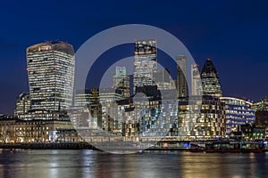 London`s Business and financial District view just after Sunset