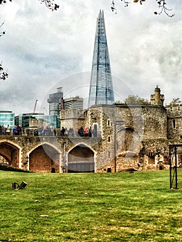 The London Shard towering over the Tower of London