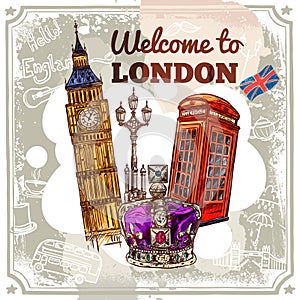 London Sketch Poster vector illustration