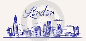 London sketch skyline. London hand drawn vector illustration. Isolated on white background.