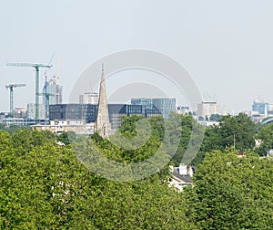 London skyline, beautiful panoramic view from city hill