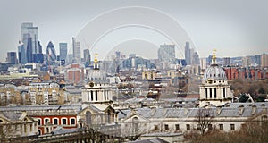 London skyline on a cold winters day looking over Greenwich