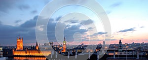 London skyline at dusk