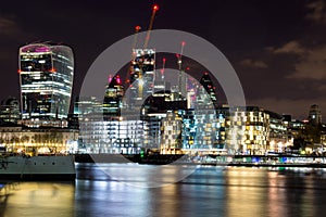 London skyline by night, panoramic view. UK