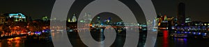 London skyline over the River Thames at night