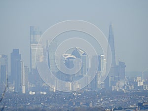 London skyline in pollution