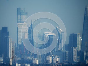 London skyline in pollution