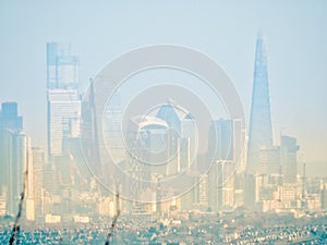 London skyline in pollution