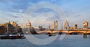 London skyline at sunset