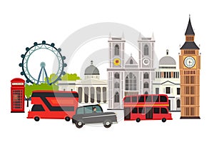 London skyline vector Illustration. Architecture and transport