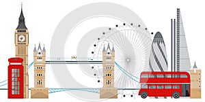 London skyline vector illustration. London famous sightseenigs