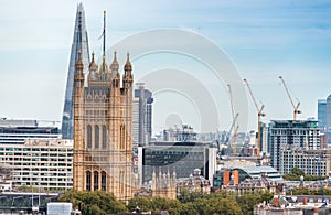 London skyline, Westminster and modern buildings