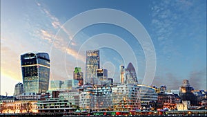 London Skylines at sunset - time lapse, UK