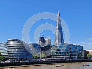 London South Bank City Hall and Skyscrapers River Thames River