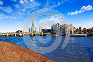 London Southwark bridge and Shard on Thames photo