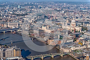 London st pauls bridges and river from the shard