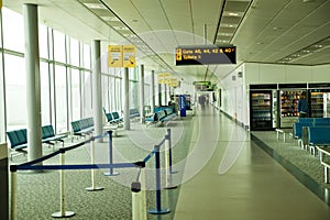 LONDON STANSTED AIRPORT, UK - MARCH 23, 2014: Airport building in sun rise