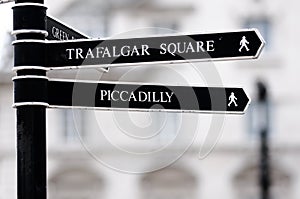 London Street Signpost with Trafalgar Square photo