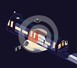 London subway train in station isometric illustration