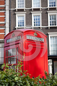 London symbol telephone box in residential area