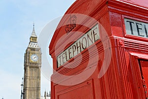 London telephone box and Big Ben