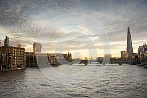 London thames river during sunset