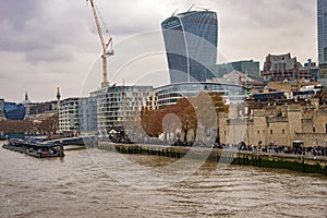 London thames skyline with walkie talkie building