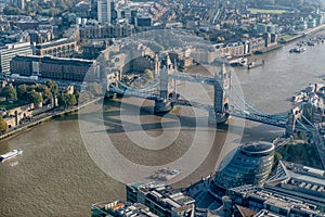 London Tower bridge and city hall from the shard photo