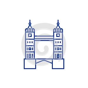 London tower bridge line icon concept. London tower bridge flat  vector symbol, sign, outline illustration.