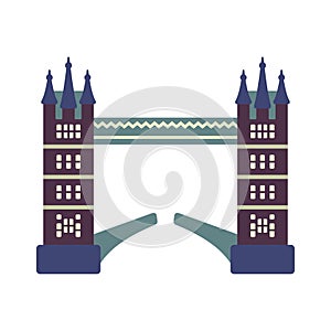 London Tower Bridge. London landmark flat style vector illustration.