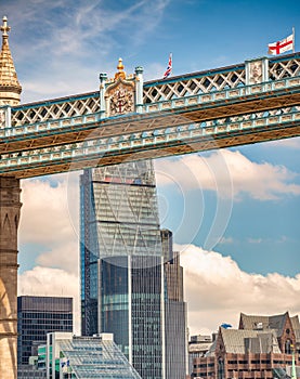 London Tower Bridge and modern city skyline