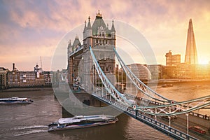 The london Tower bridge at sunrise