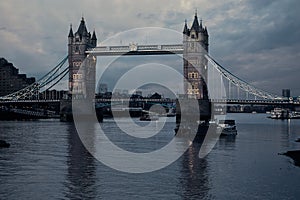 London Tower Bridge sunset on Thames river