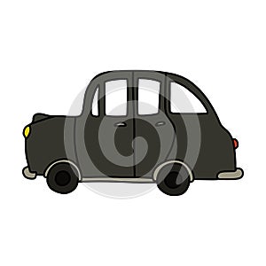 London traditional taxi cab doodle icon, vector color illustration